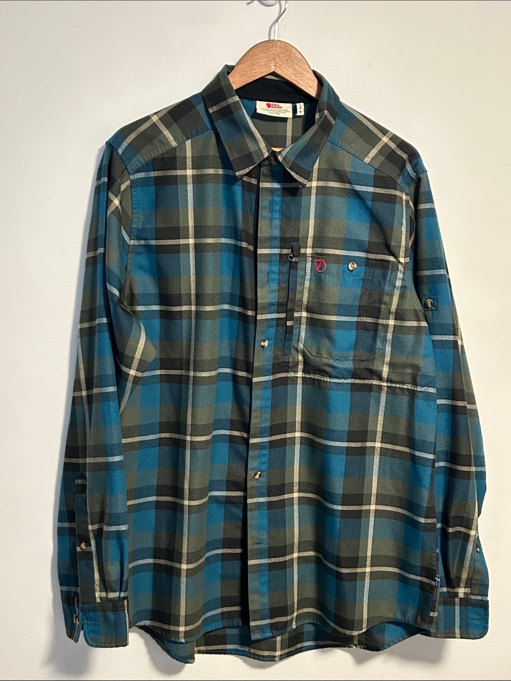 Fjallraven Teal and Olive Plaid Button-Down Shirt
